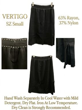 Vertigo Paris Black Knit Pencil Skirt Studded Stitch Detail
